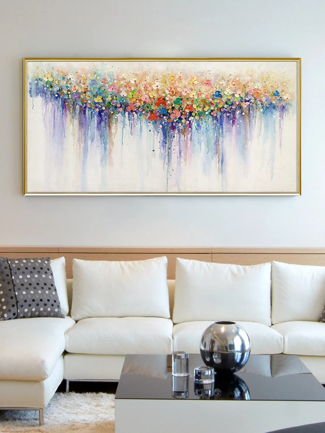 Home Cinema Wall Art - Dipinto di Fiori Colorati su Tela,