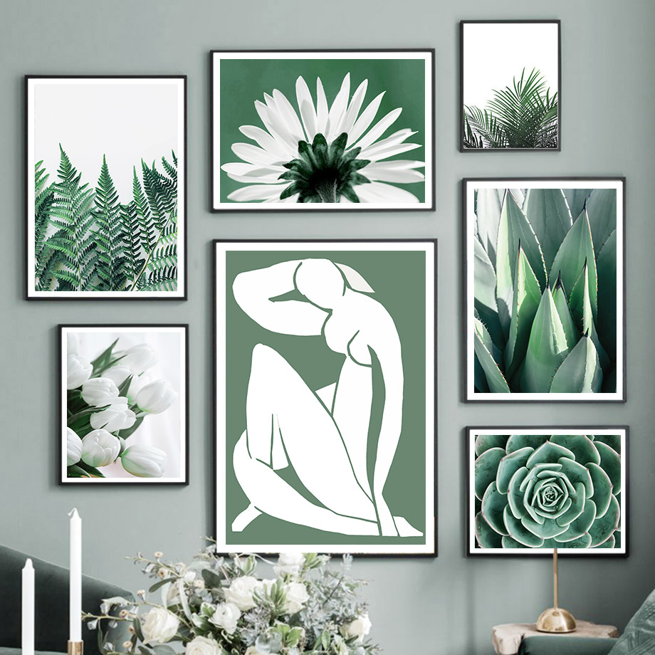 Home Cinema Wall Art - Quadro su tela con cactus, foglie