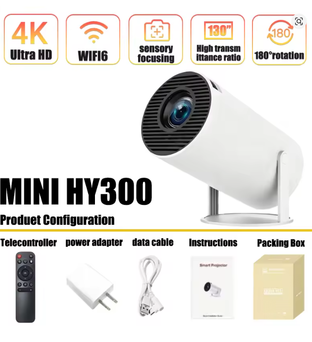 Home Cinema Compact - Mini Proiettore Portatile HY300 Android 11