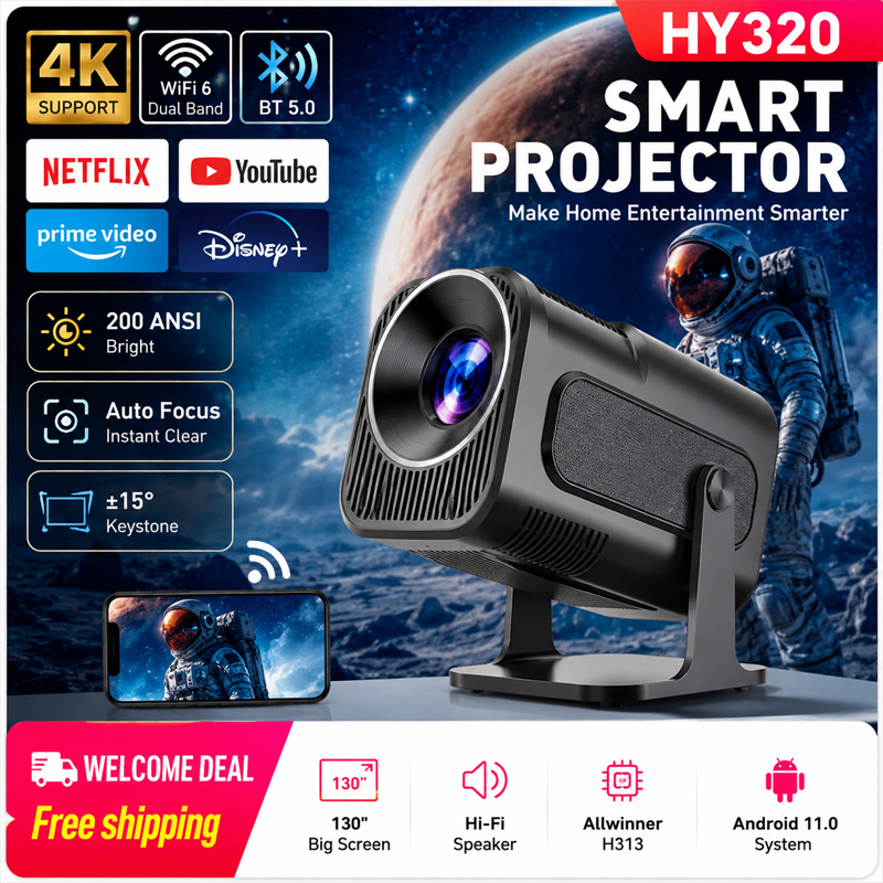 Home Cinema Projector Xiaomi - Proiettore KaiAqua HY320 720P Freestyle per