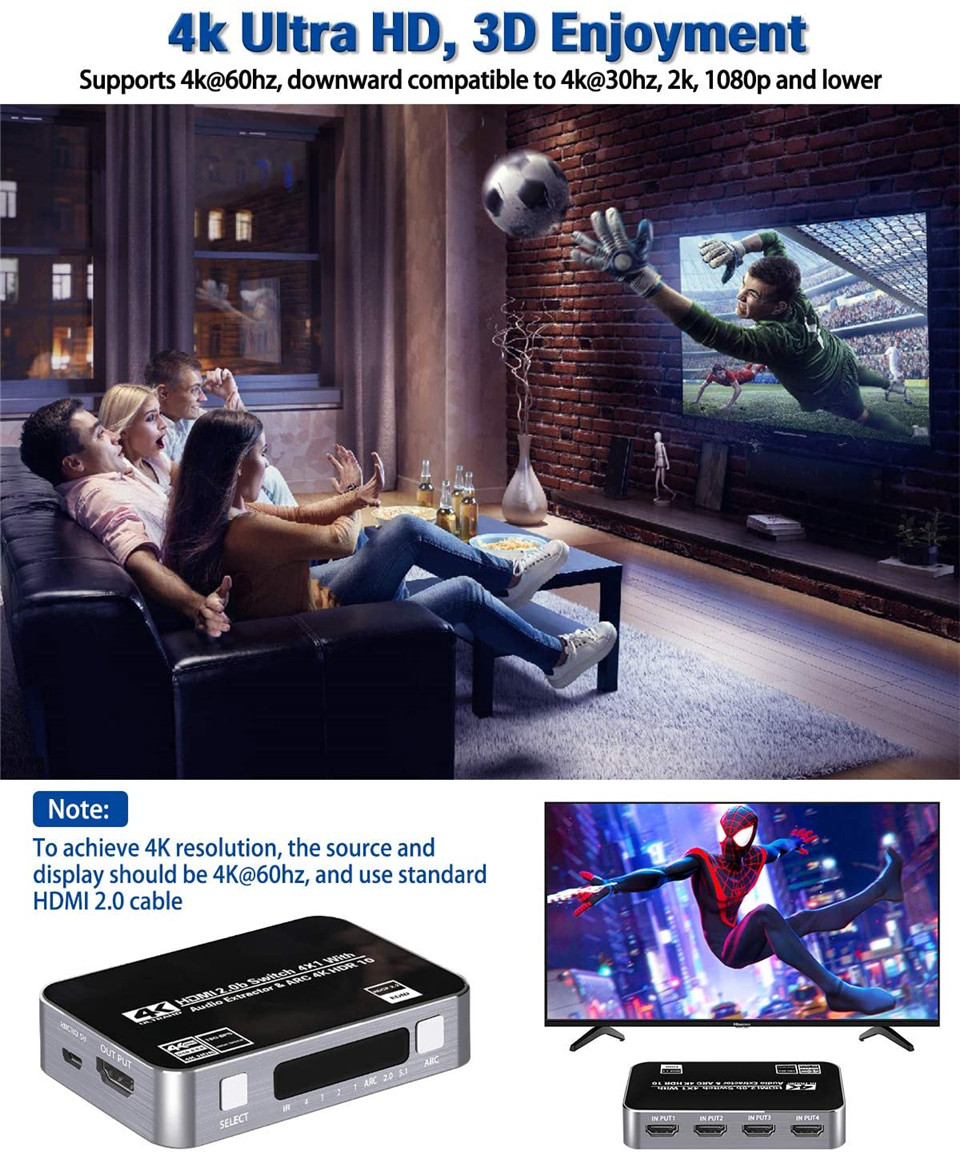 Switch HDMI 4K 60Hz HDR con Es - Hdmi Arc Cable recensione e prezzo